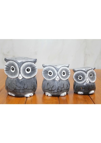 Ahşap 3'lü Baykuş Seti Model 2