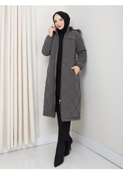 Kadın Büyük Beden Elyaf Dolgulu Spor Kapitone Nova Kumaş Mont 0198