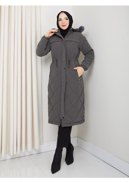 Kadın Büyük Beden Elyaf Dolgulu Spor Kapitone Nova Kumaş Mont 0198 modelleri