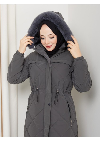 Kadın Büyük Beden Elyaf Dolgulu Spor Kapitone Nova Kumaş Mont 0198