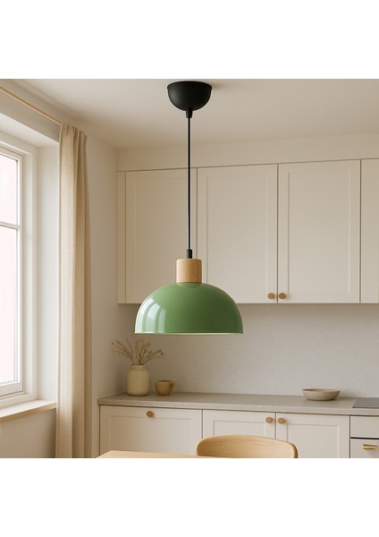 Pienza Mint Yeşili Rengi Ahşap Detaylı Sarkıt 242073