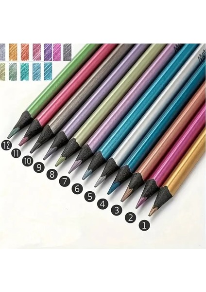 Kara Kalem Çizim Seti Metalik 12 Renk Kalem Çizim Set, Parlak Eskiz ve TONLAMA-12LI fiyatları