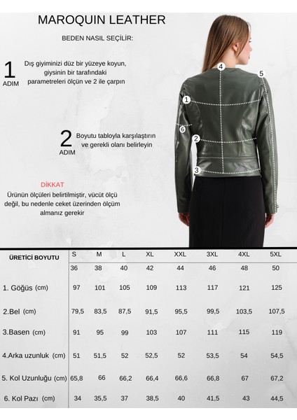 Alvira Kadın Yeşil Deri Ceket