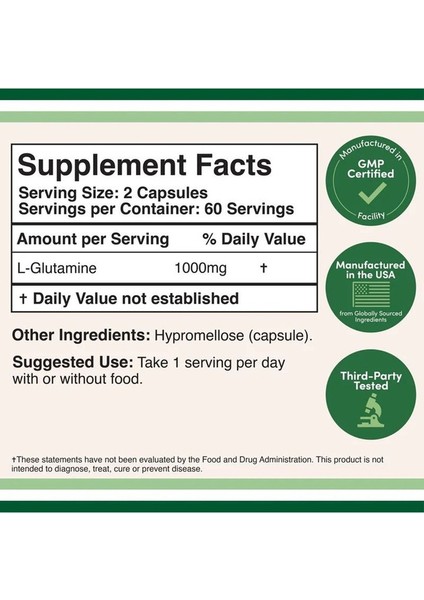 L-Glutamine 1,000MG 120 Veg.kapsül.usa.vers. fırsatları
