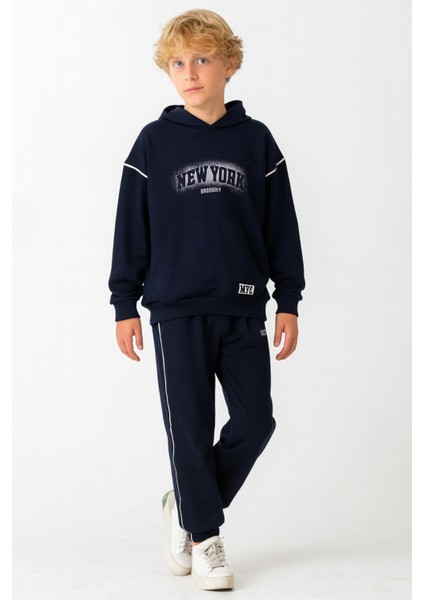 Erkek Çocuk New York Baskılı Alt Üst Eşofman Takımı AK7886
