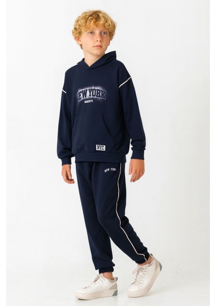 Erkek Çocuk New York Baskılı Alt Üst Eşofman Takımı AK7886 modelleri
