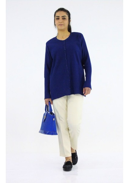 V Yaka Dolu Iğne Fitilli Triko Kazak fırsatları