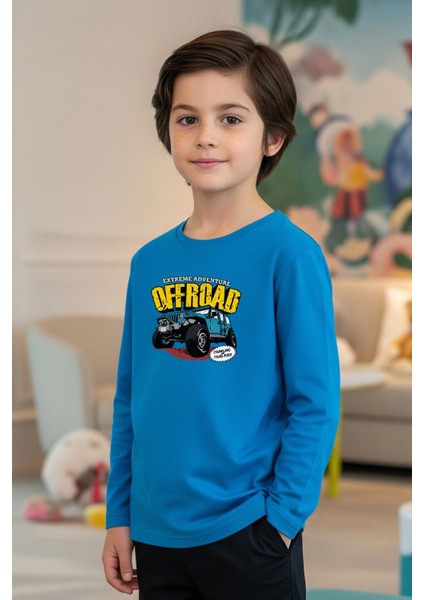 Erkek Çocuk Bisiklet Yaka Baskı Detaylı 3'lü Basic Sweatshirt modelleri