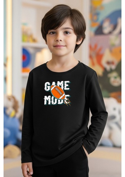 Sıfır Yaka Game Mode Baskılı Erkek Çocuk Sweatshirt