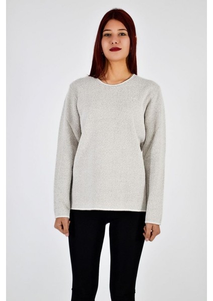 Sıfır Yaka Taş Kurdele Detaylı Triko Kazak