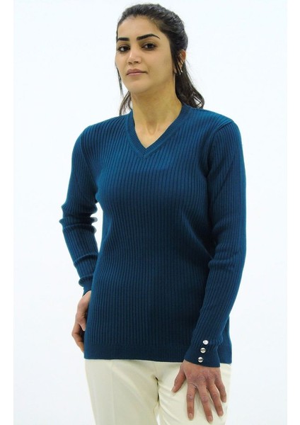 Fitilli V Yaka Triko Kazak