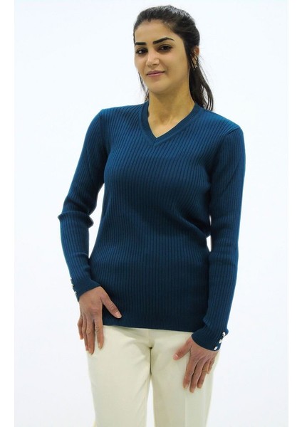 Fitilli V Yaka Triko Kazak modelleri