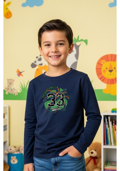 Erkek Çocuk Bisiklet Yaka Baskı Detaylı 3'lü Basic Sweatshirt fırsatları