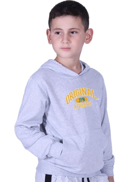 Kapüşonlu Kanguru Cepli Orıgınal Baskılı Erkek Çocuk Sweatshirt