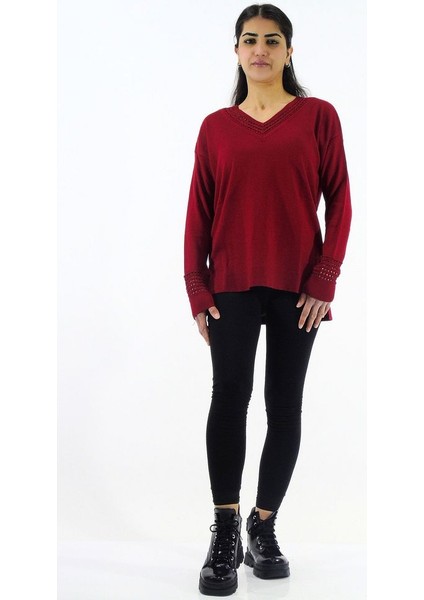 Yaka Ve Kol Detaylı Triko Kazak modelleri