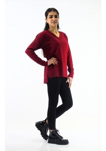 Yaka Ve Kol Detaylı Triko Kazak fırsatları