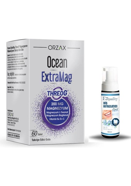 Orzax Ocean Extramag Threog Takviye Edici Gıda 60 Tablet + Hediye Diş Beyazlatıcı Köpük