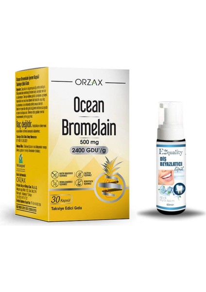 Orzax Ocean Bromelain 30 Kapsül + Hediye Diş Beyazlatıcı Köpük