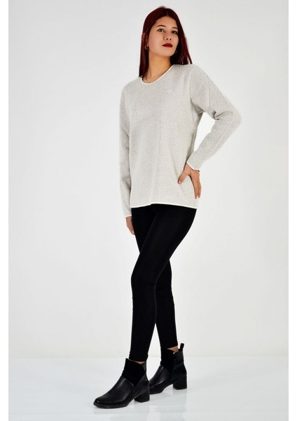 Sıfır Yaka Taş Kurdele Detaylı Triko Kazak fırsatları