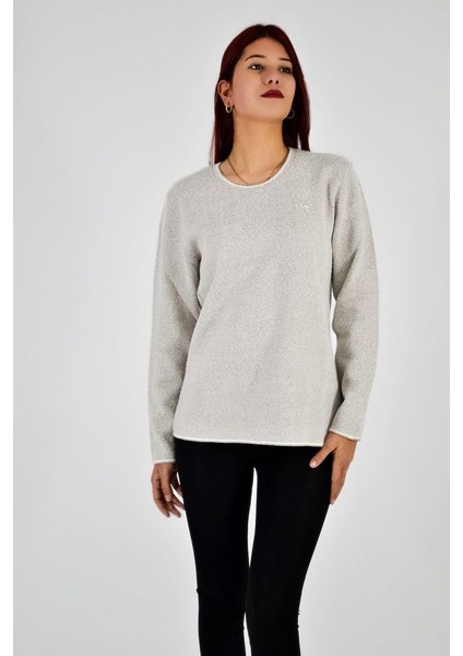 Sıfır Yaka Taş Kurdele Detaylı Triko Kazak indirimleri