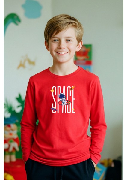Erkek Çocuk Bisiklet Yaka Baskı Detaylı 3'lü Basic Sweatshirt fırsatları