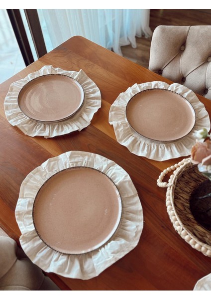 Natürel Ham Keten Fırfırlı Supla Takımı Amerikan Servis 6 Adet (40x40cm) fiyatları