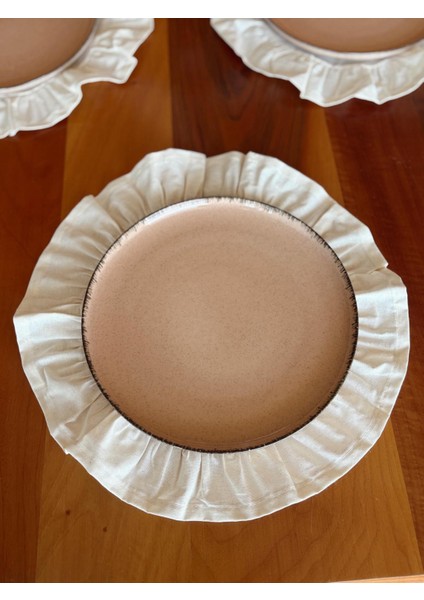 Natürel Ham Keten Fırfırlı Supla Takımı Amerikan Servis 6 Adet (40x40cm) modelleri