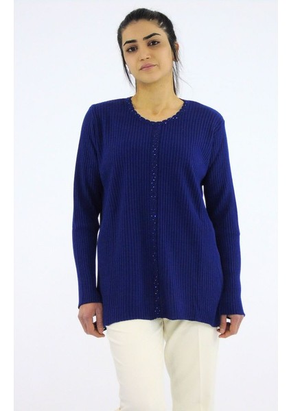 V Yaka Dolu Iğne Fitilli Triko Kazak