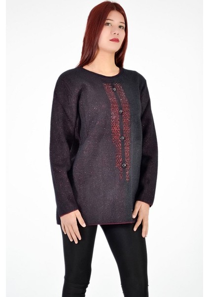 Sıfır Yaka İnci Detaylı Triko Kazak modelleri