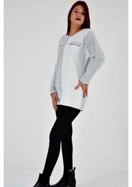 Sıfır Yaka Cep Görünümlü Triko Kazak fırsatları