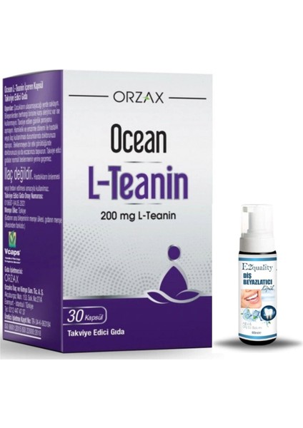 Orzax Ocean L-Teanin Takviye Edici Gıda 30 Kapsül + Hediye Diş Beyazlatıcı Köpük