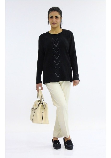 Sıfır Yaka Fitilli Triko Kazak modelleri