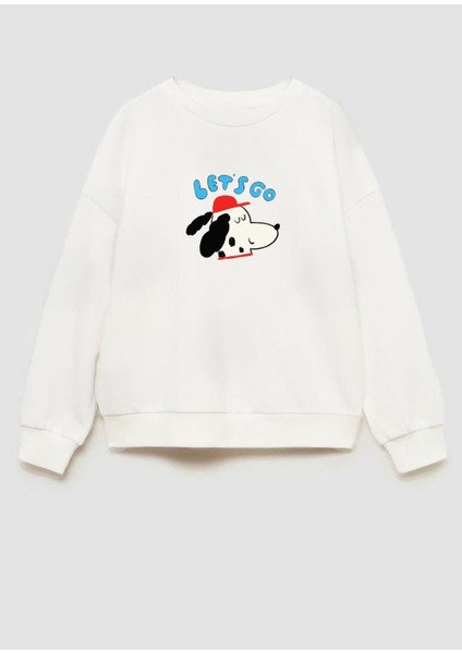 Erkek Çocuk Köpek Baskılı 3 Iplik Kumaş Pamuklu Sweatshirt