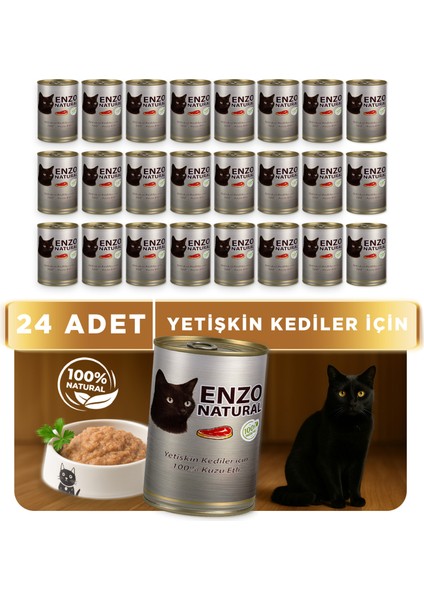 Natural Kuzu Etli Konserve Yaş Kedi Maması 410 gr x 24