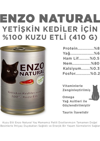 Natural Kuzu Etli Konserve Yaş Kedi Maması 410 gr x 24 fiyatları