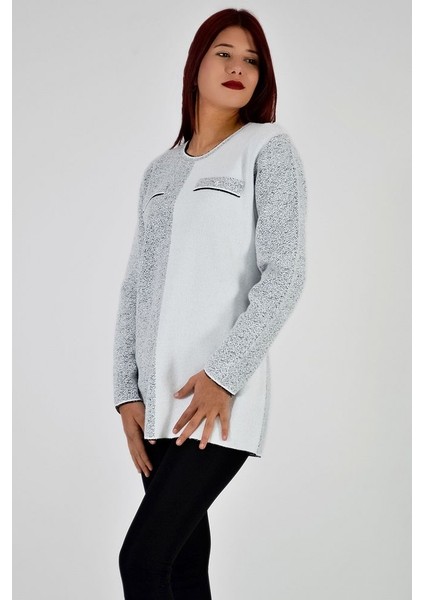 Sıfır Yaka Cep Görünümlü Triko Kazak fiyatları