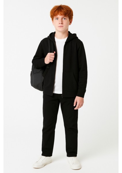 Kız - Erkek Basic Fermuarlı Kapüşonlu Okul Sweatshırt G2025-3 fiyatları