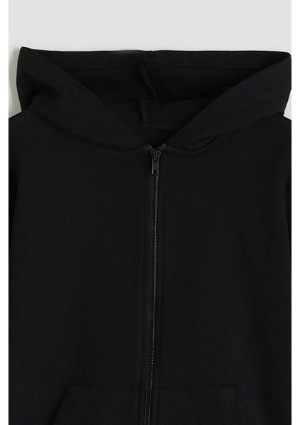 Kız - Erkek Basic Fermuarlı Kapüşonlu Okul Sweatshırt G2025-3 indirimleri