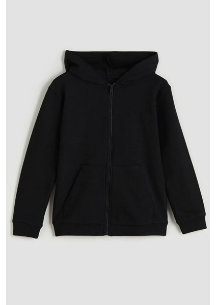 Kız - Erkek Basic Fermuarlı Kapüşonlu Okul Sweatshırt G2025-3