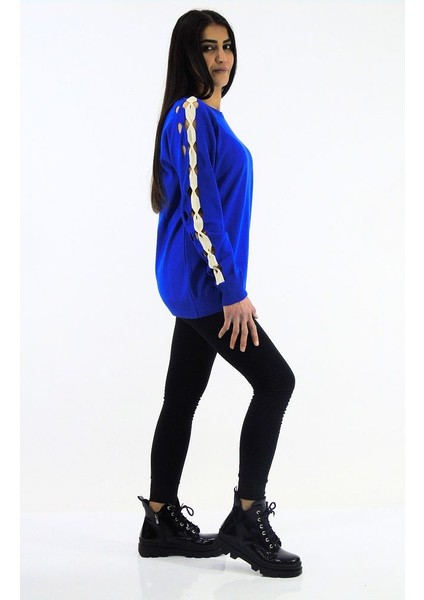 Kol Detaylı Çift Renk Triko Kazak modelleri