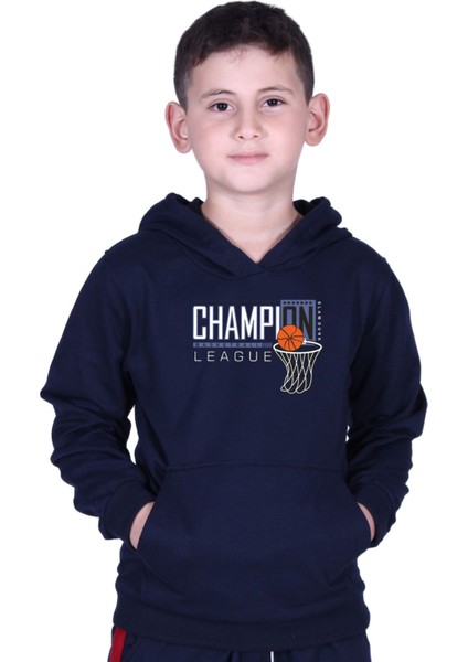 Kapüşonlu Kanguru Cepli Champıon Baskılı Erkek Çocuk Sweatshirt fiyatları