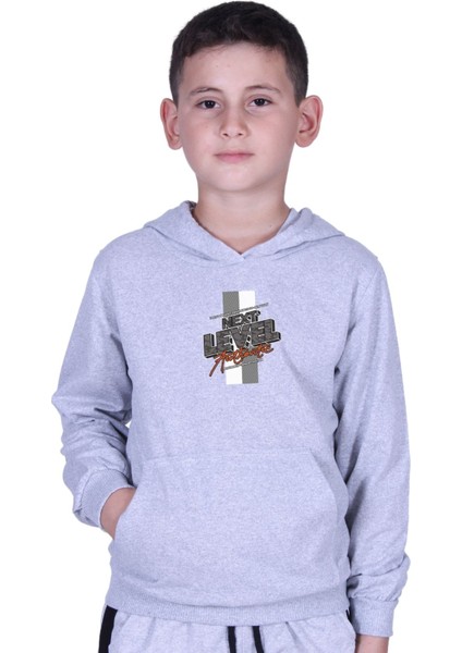 Kapüşonlu Kanguru Cepli Next Level Baskılı Erkek Çocuk Sweatshirt