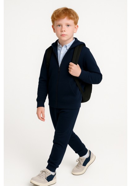 Kız - Erkek Basic Fermuarlı Kapüşonlu Okul Sweatshırt G2025-3 modelleri