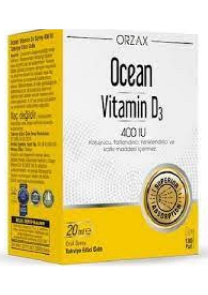 Orzax Vitamin D3 400 Iu Sprey 20ML (Glutensiz)