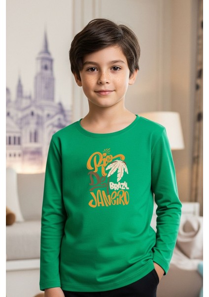 Erkek Çocuk Bisiklet Yaka Baskı Detaylı 3'lü Basic Sweatshirt fırsatları