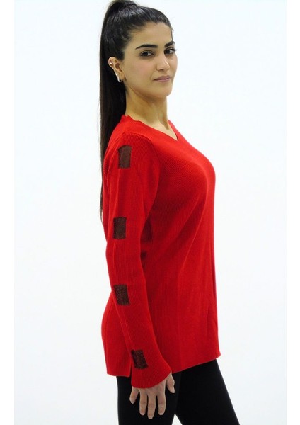 V Yaka Kol Detaylı Triko Kazak modelleri