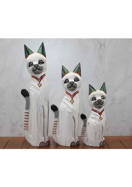 Ahşap 3'lü Kedi Seti 50 cm