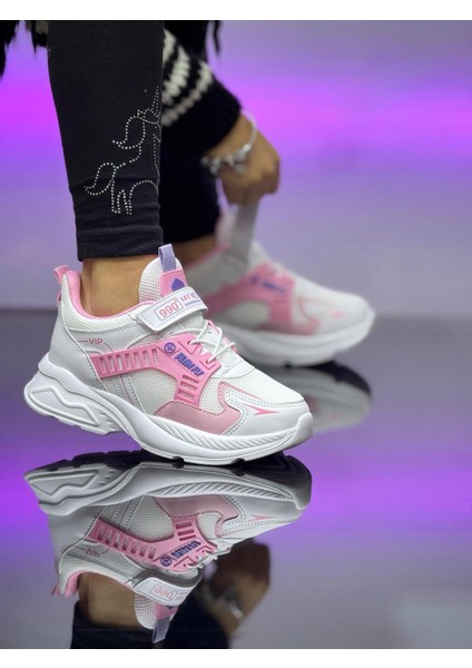 Beyaz pembe Çocuk Spor Ayakkabı faylon Taban hafiftir Kauçuklu Ortapedik Fusped