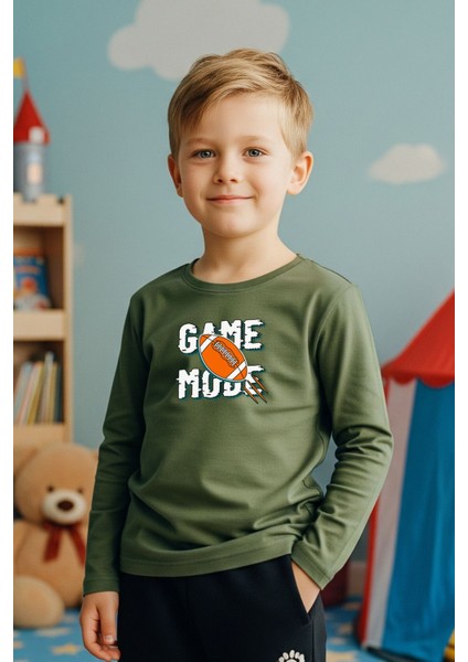 Sıfır Yaka Game Mode Baskılı Erkek Çocuk Sweatshirt