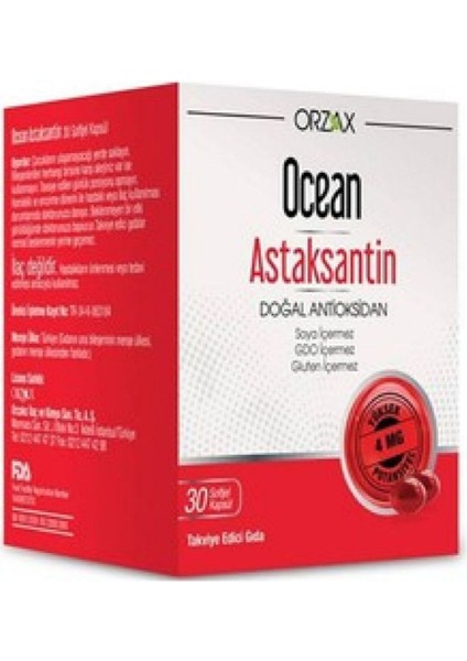 Orzax Ocean Astaksantin 30 Kapsül